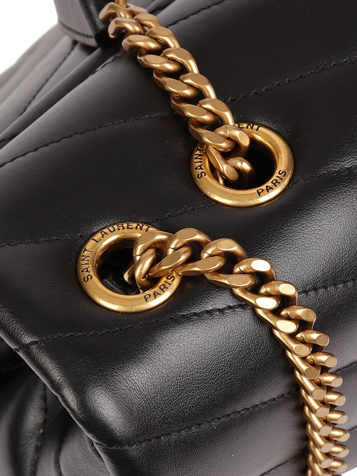 Saint Laurent Loulou Medium Chain Bag In Quilted Leather Black