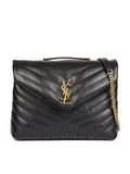 Saint Laurent Loulou Medium Chain Bag In Quilted Leather Black