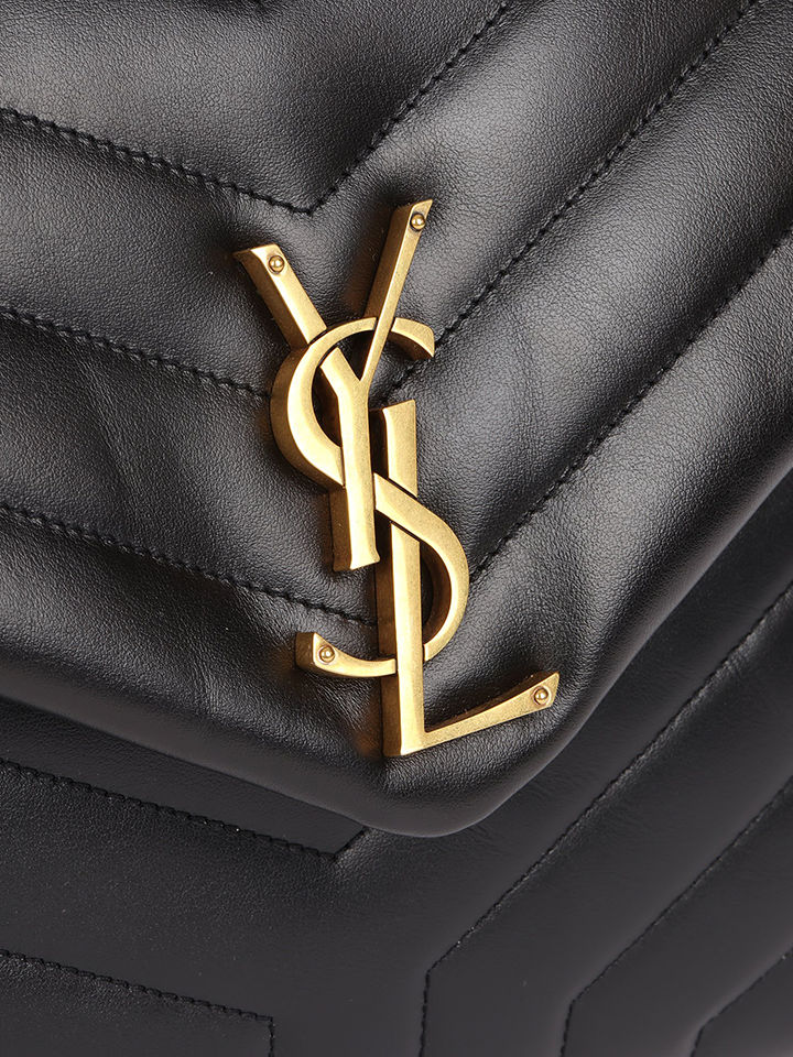 Saint Laurent Loulou Medium Chain Bag In Quilted Leather Black