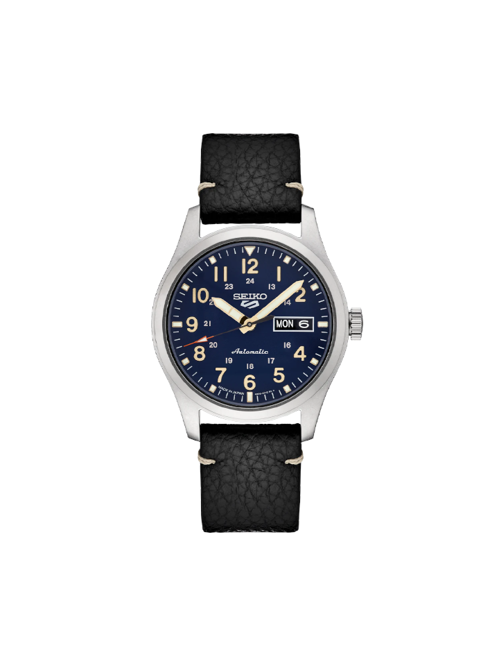 Seiko 5 Sports SRPG39K1 Automatic Blue Dial Black Calfskin Strap