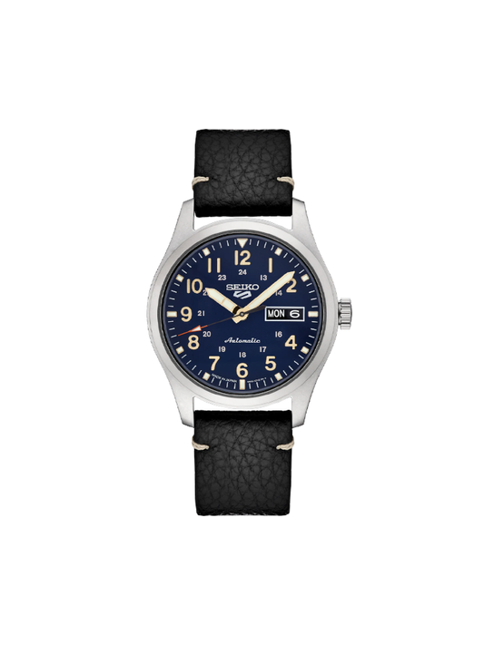 Seiko 5 Sports SRPG39K1 Automatic Blue Dial Black Calfskin Strap