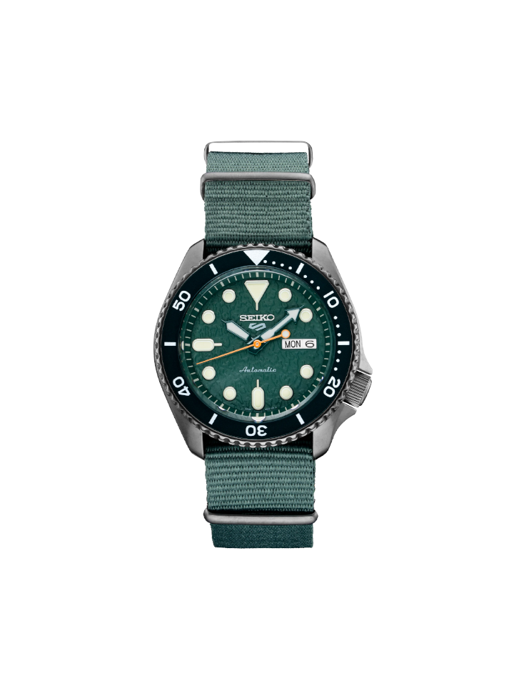 Seiko 5 Sports SRPD77K1 Automatic Green Dial Nylon Strap Balilene