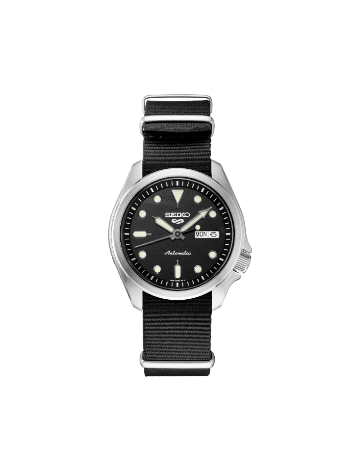 Seiko 5 black sales dial automatic watch