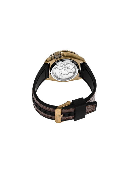 Seiko 5 Sports SRPE80K1 Automatic Brown Dial Calfskin Silicone Strap