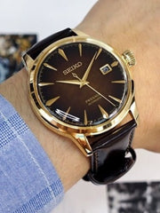 Seiko Presage SRPD36J1 Cocktail Limited Edition Automatic Brown Dial balilene detail pakai