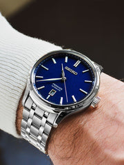 Seiko Presage SRPD41J1 Zen Garden Automatic Blue Dial balilene detail pakai