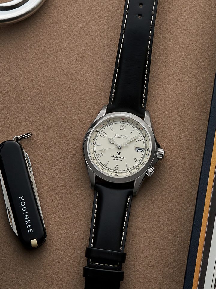 Seiko Prospex SPB119J1 Alpinist White Dial Black Leather Strap