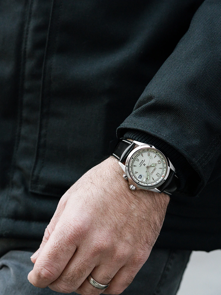 Seiko Prospex SPB119J1 Alpinist White Dial Black Leather Strap