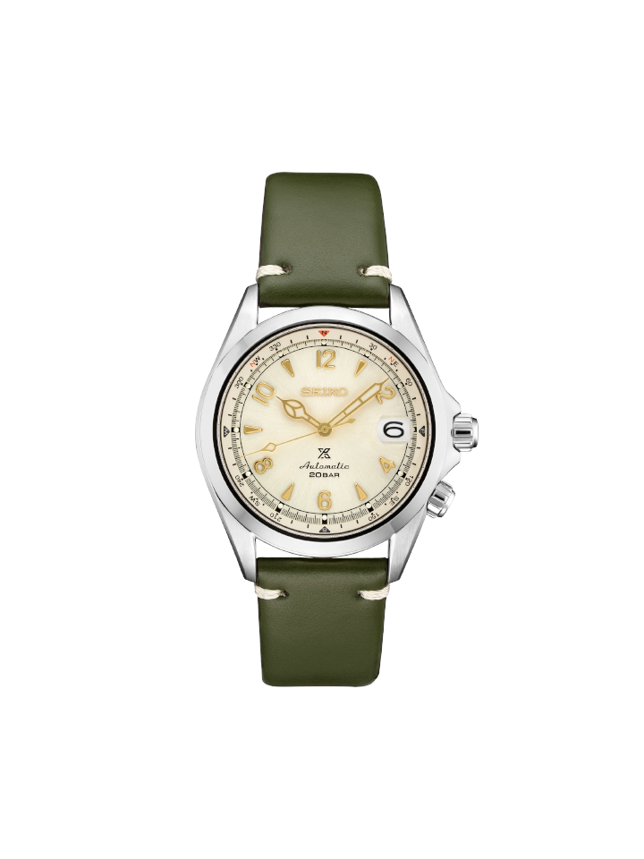 Seiko Prospex SPB123J1 Alpinist With Cream Dial Green Leather Strap