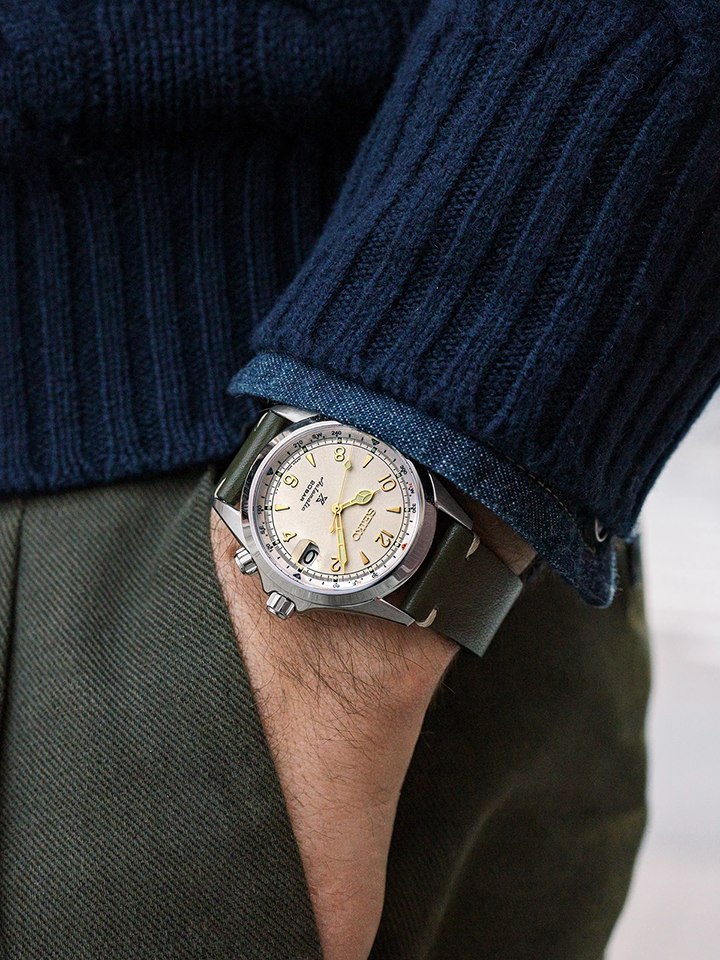 Seiko Prospex SPB123J1 Alpinist With Cream Dial Green Leather Strap