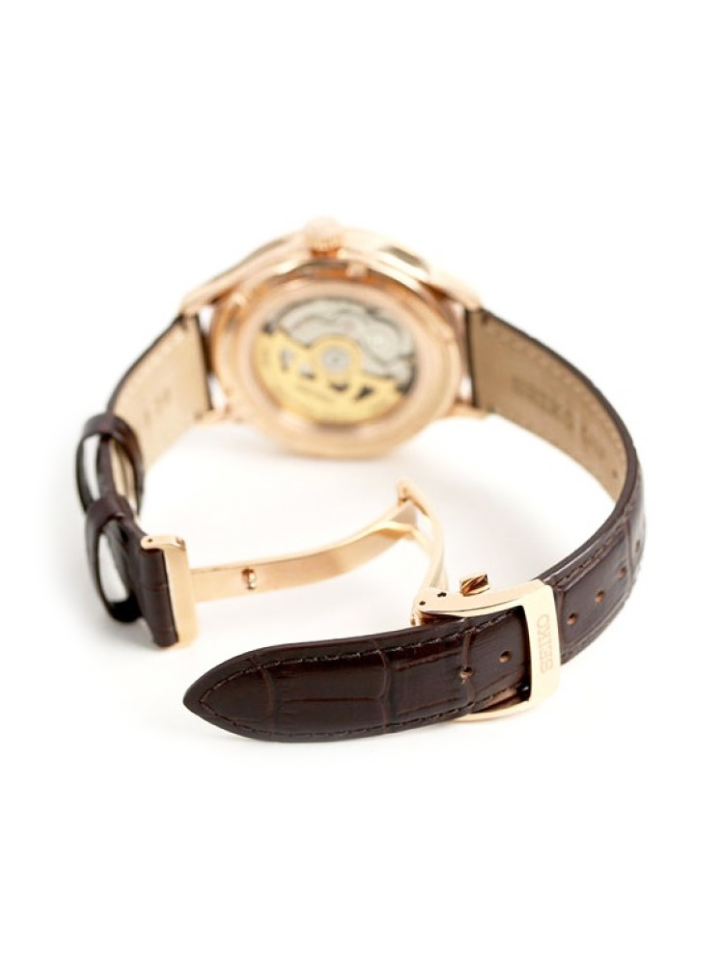 Seiko SRPD42J1 Presage Zen Garden Automatic White Dial Brown Leather Strap