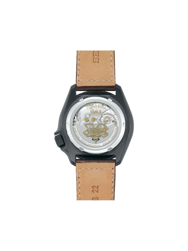 Seiko 5 Sports SRPF21K1 Street Fighter Guile Indestructible Fortress Brown Leather Strap