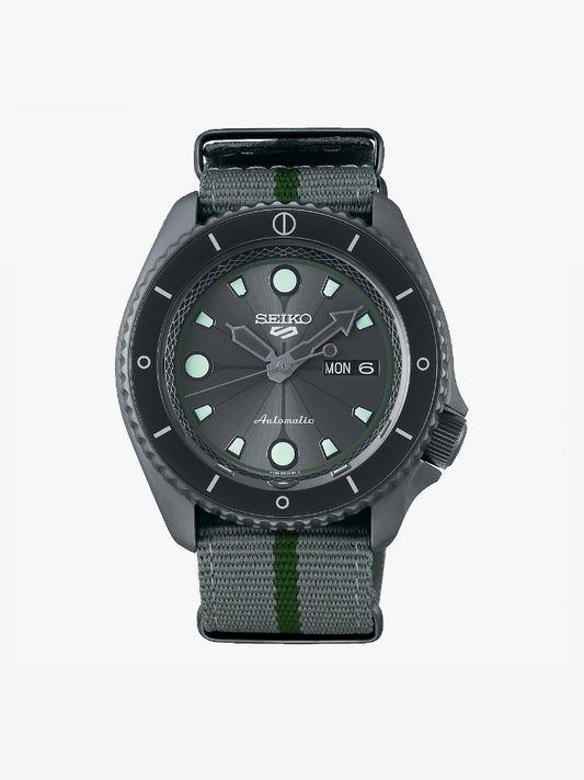 Seiko SRPF75K1 5 Sports x Naruto & Boruto SHIKAMARU NARA Model Automatic Grey Black Dial Watch