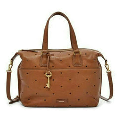 Fossil SHB1380222 Julia Leather Satchel Perforated Brown
