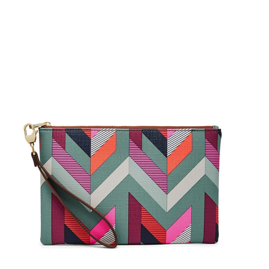 Fossil Slg1003937 Rfid Wristlet Wallet Chevron Multi Color