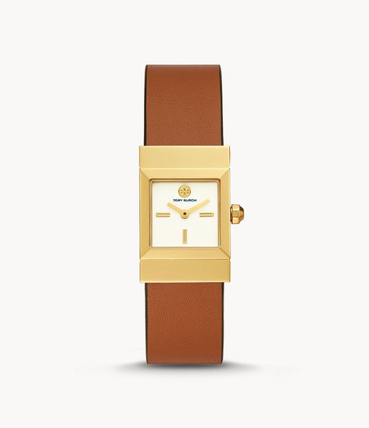 Tory Burch TBW7051 Leigh Leather Reversible Strap Brown Navy Orange