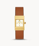 Tory Burch TBW7051 Leigh Leather Reversible Strap Brown Navy Orange