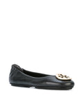 Tory Burch 32880 Minnie Travel Ballet With Metal Logo Soft Nappa Leather Black