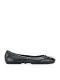Tory Burch 32880 Minnie Travel Ballet With Metal Logo Soft Nappa Leather Black