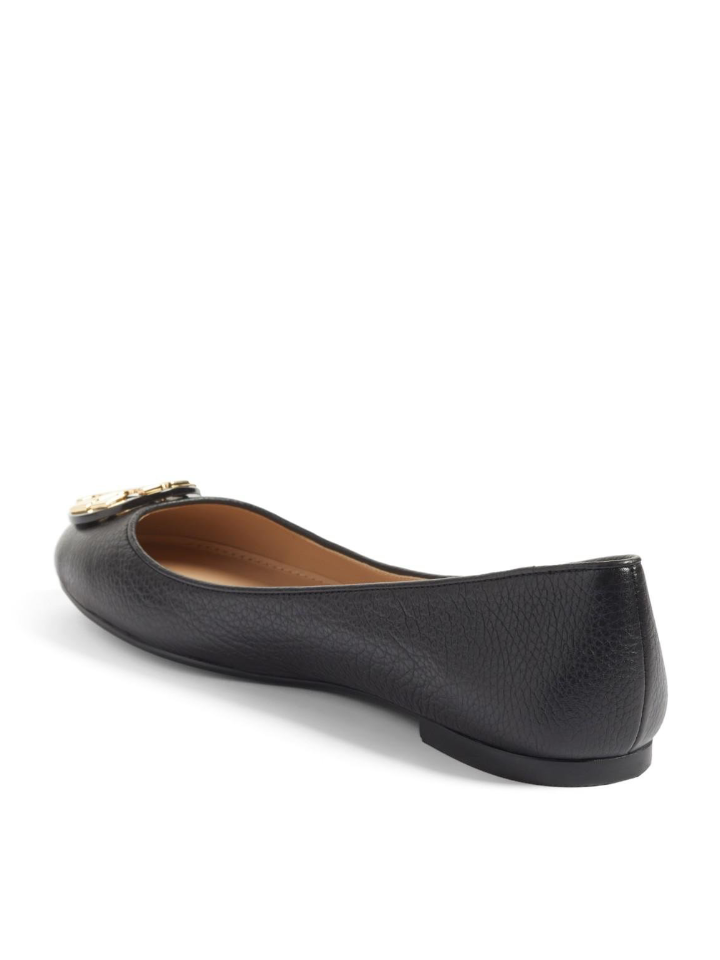 Tory Burch 43394 Claire Ballet Tumbled Leather Flats Black