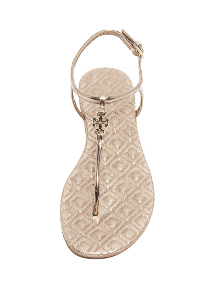 Tory Burch 44479 Marion Quilted Sandal Dress Mirror Metallic