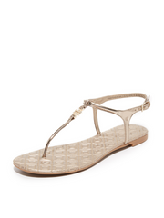 Tory Burch 44479 Marion Quilted Sandal Dress Mirror Metallic