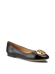 Tory Burch 46882 Chelsea Cap-Toe Ballet Nappa Leather Black