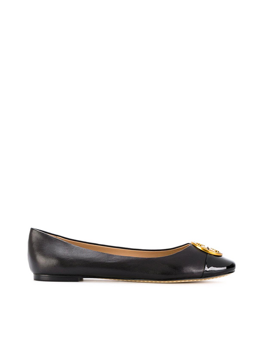 Tory Burch 46882 Chelsea Cap-Toe Ballet Nappa Leather Black