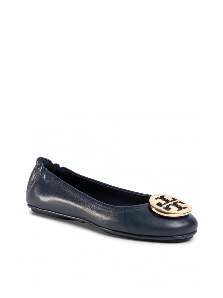 Tory Burch Minnie Travel Ballet With Metal Ink Navy/Gold