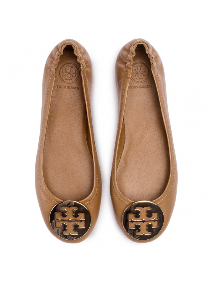 Tory-Burch-50393-Minnie-Travel-Ballet-With-Metal-Logo-Royal-Tan-Gold-Balilene-atas
