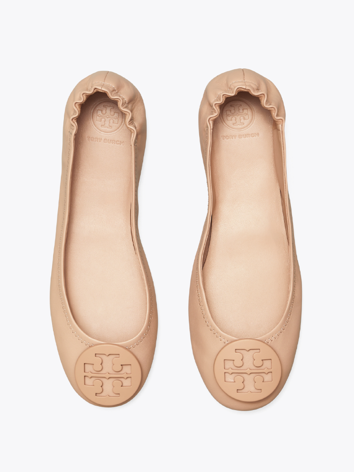 Tory Burch 51158251 Minnie Travel Ballet With Soft Logo Nappa Leather Goan Sand
