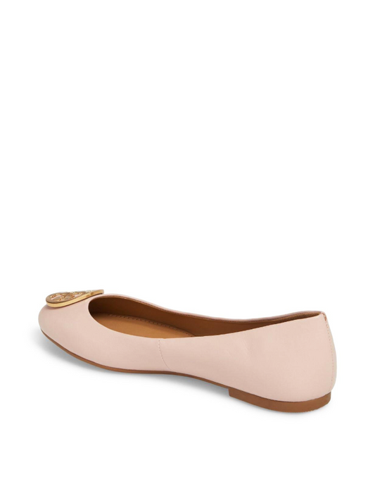 Tory Burch 52785 Benton Ballet Flat Metal Logo Sea Shell Pink