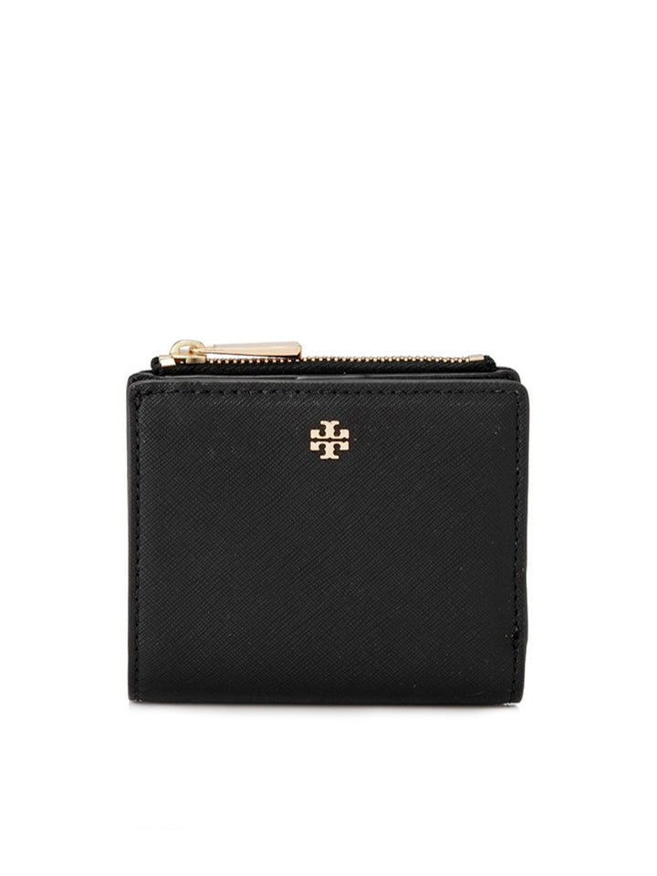 Tory Burch Emerson Zip Continental Wristlet Clutch Black/Ivory in Leather  with Gold-tone - US