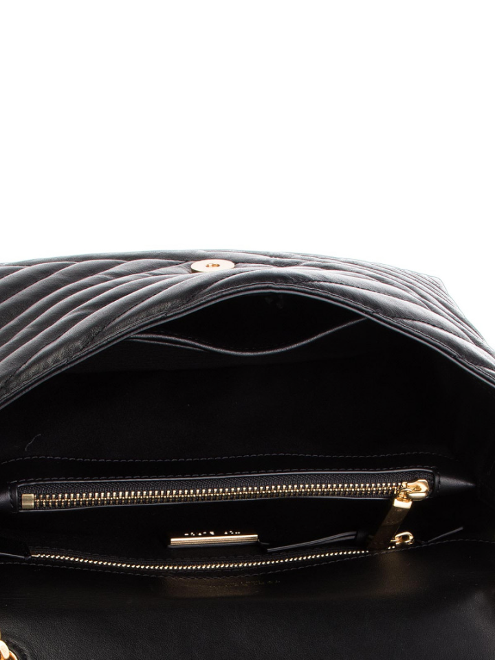 Tory Burch 53102 Kira Chevron Flap Shoulder Bag Black
