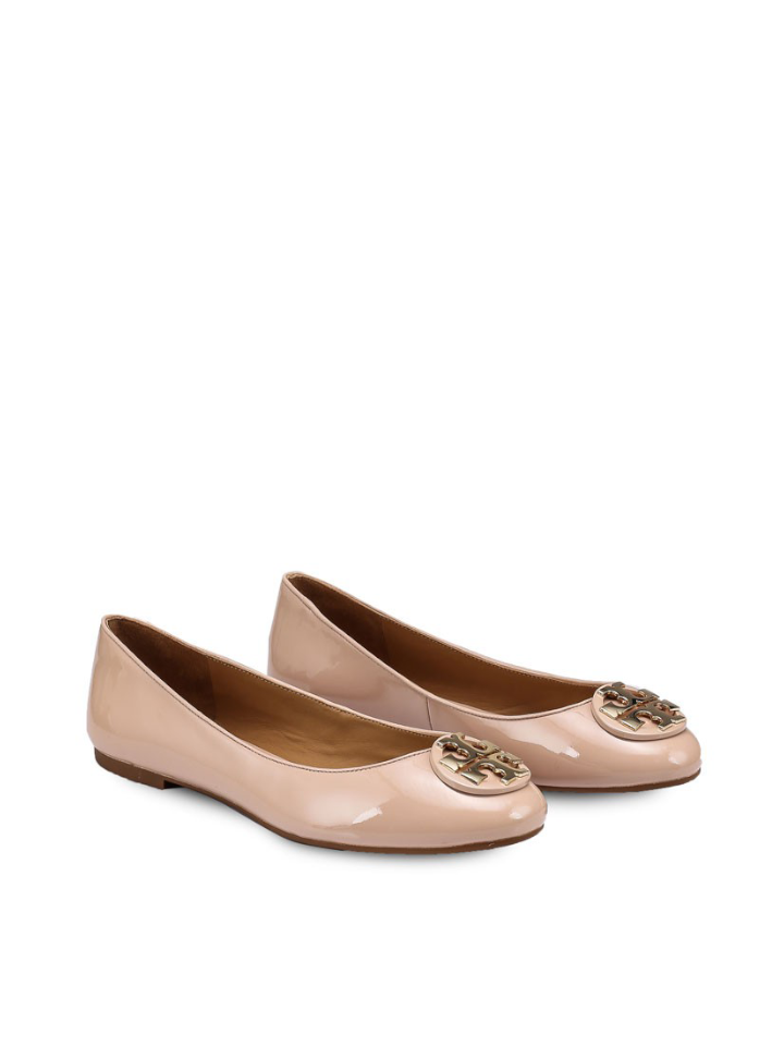 Tory Burch 55162 Claire Ballet Flat Patent Leather Goan Sand