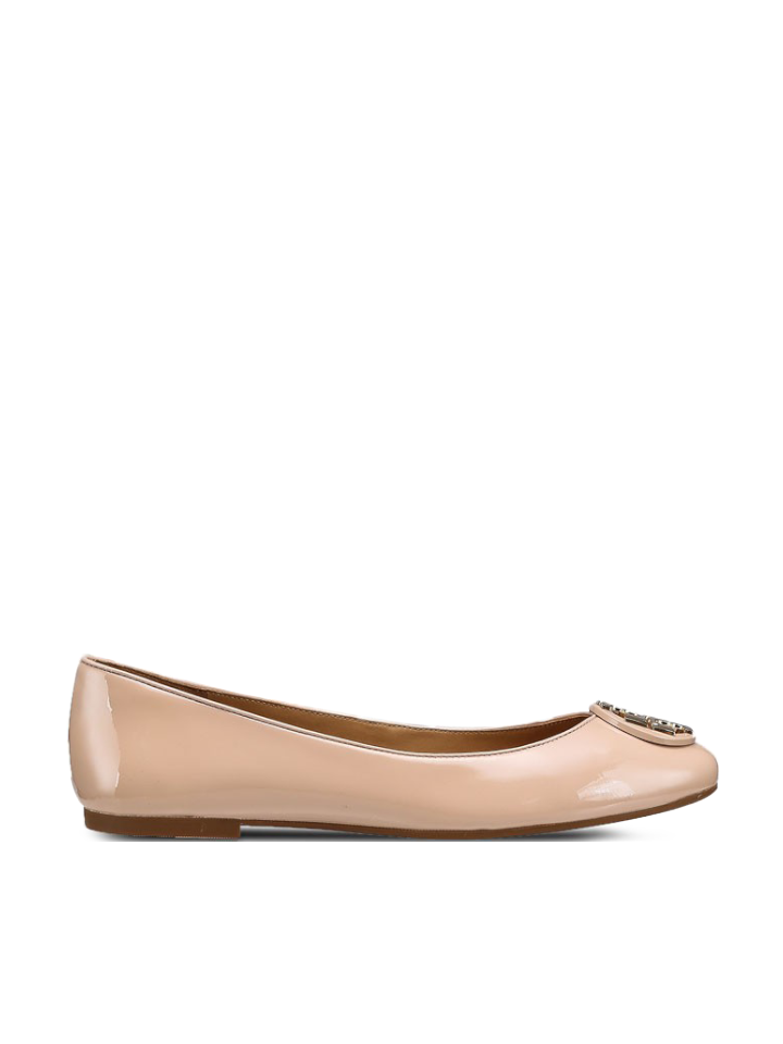 Tory Burch 55162 Claire Ballet Flat Patent Leather Goan Sand Balilene