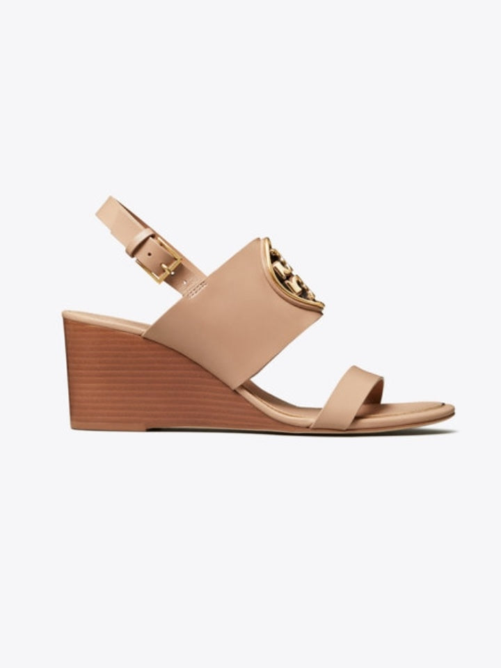 Tory Burch 56115 Metal Miller 65mm Wedge Light Makeup Size 7.5
