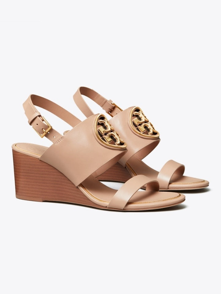 Tory Burch 56115 Metal Miller 65mm Wedge Light Makeup Size 7.5