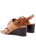 Tory Burch 56115 Metal Miller 65mm Wedge Tan /rosegold Size 7.5
