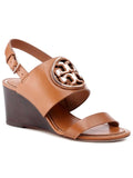 Tory Burch 56115 Metal Miller 65mm Wedge Tan /rosegold Size 7.5
