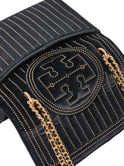 Tory Burch 56277 Fleming Mini Stud Velvet Small Shoulder Bag Black