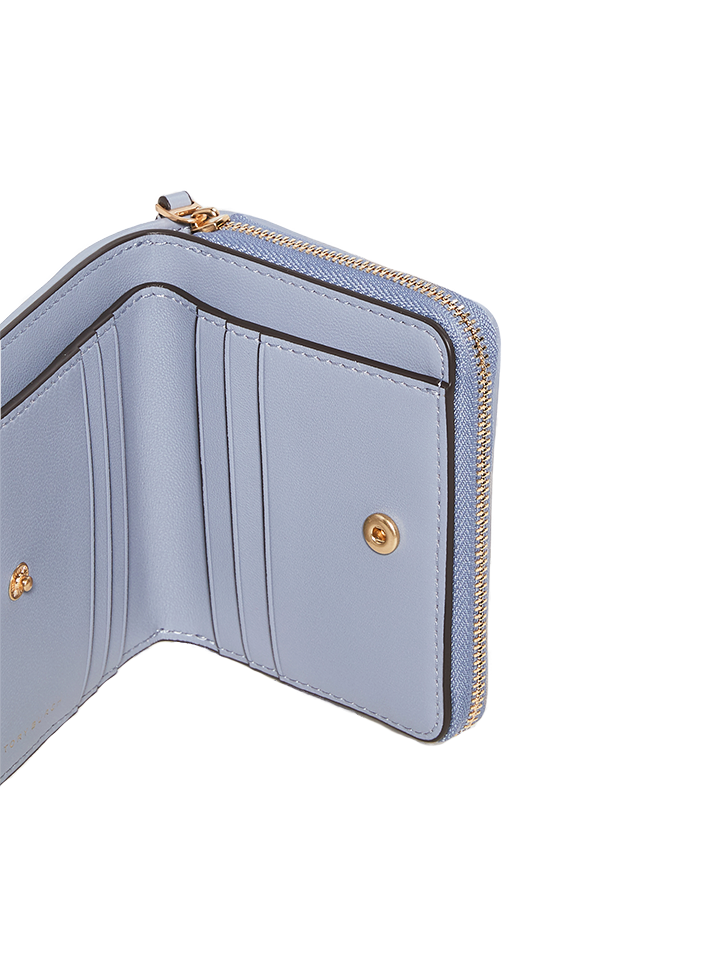 Tory Burch 56820 Kira Chevron Bi-Fold Wallet Cloud Blue/Rolled Brass