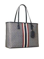 Tory Burch 58450 Gemini Link Canvas Top-Zip Tote Large Navy