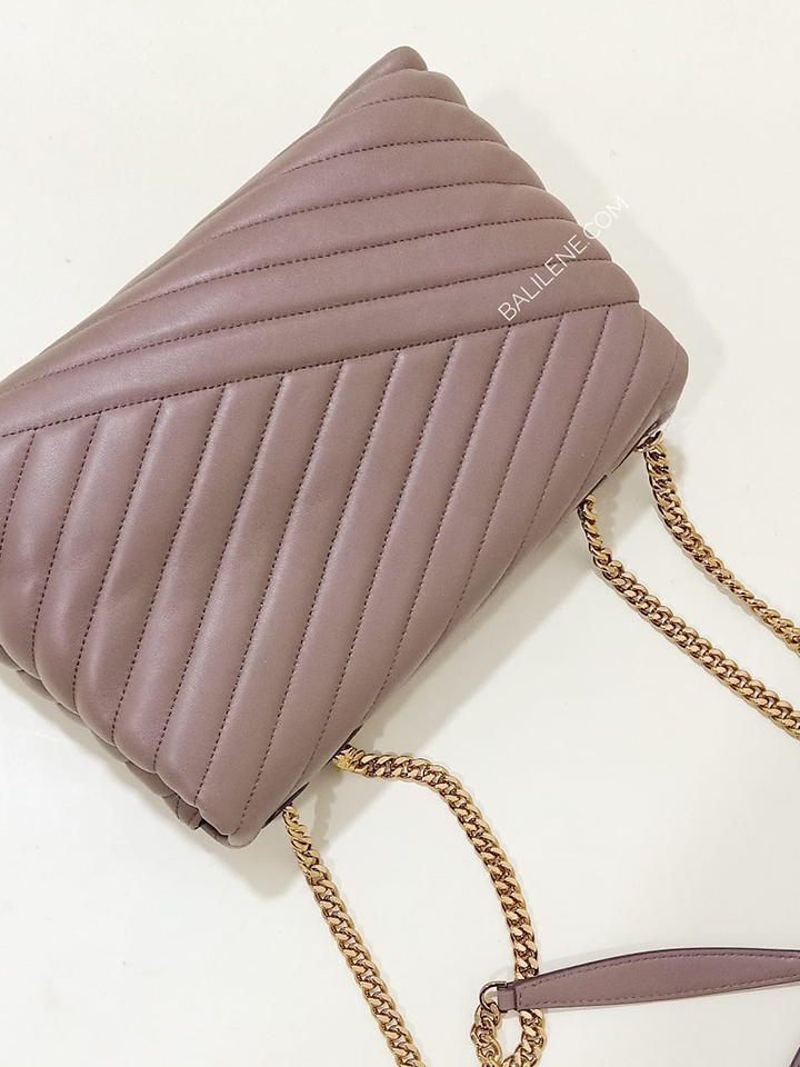 Tory Burch 58465 Kira Chevron Convertible Shoulder Bag Classic Taupe