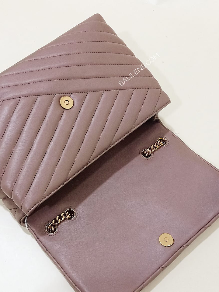 Tory Burch 58465 Kira Chevron Convertible Shoulder Bag Classic Taupe