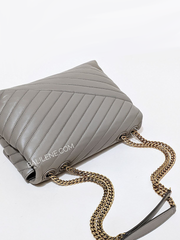 Tory Burch 58465 Kira Chevron Convertible Shoulder Bag Gray Heron