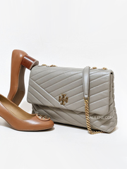 Tory Burch 58465 Kira Chevron Convertible Shoulder Bag Gray Heron