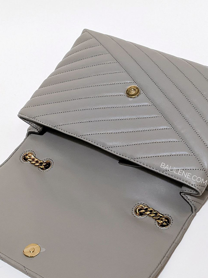 Tory Burch 58465 Kira Chevron Convertible Shoulder Bag Gray Heron