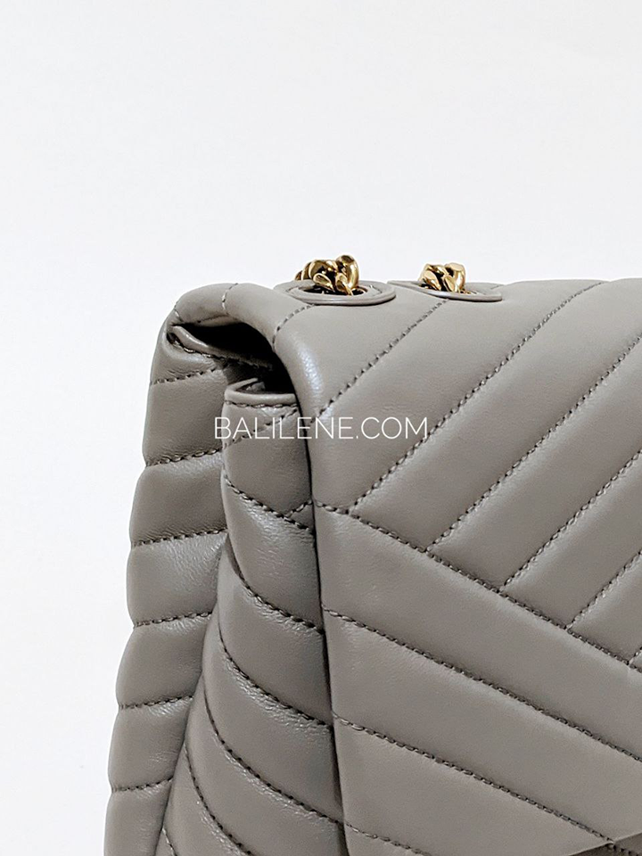 Tory Burch 58465 Kira Chevron Convertible Shoulder Bag Gray Heron
