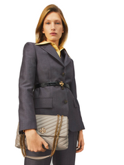 Tory Burch 58465 Kira Chevron Convertible Shoulder Bag Gray Heron
